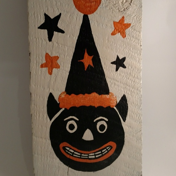 Vintage Halloween Handpainted Repurposed Wood - Picture 2 of 3